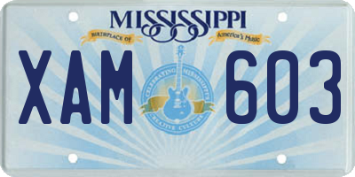 MS license plate XAM603