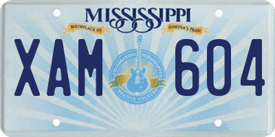 MS license plate XAM604