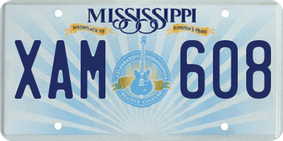 MS license plate XAM608