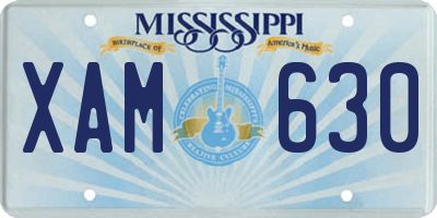 MS license plate XAM630
