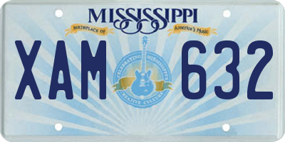 MS license plate XAM632