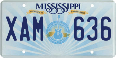 MS license plate XAM636