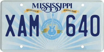 MS license plate XAM640