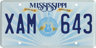 MS license plate XAM643