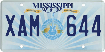 MS license plate XAM644