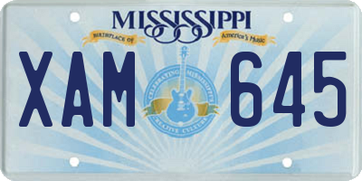 MS license plate XAM645