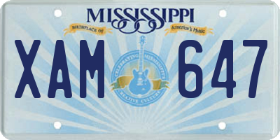 MS license plate XAM647