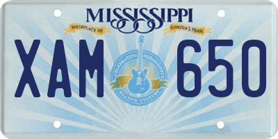 MS license plate XAM650