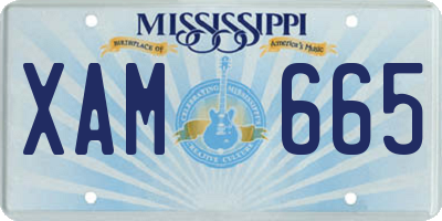 MS license plate XAM665