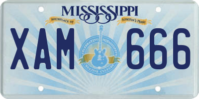 MS license plate XAM666