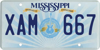 MS license plate XAM667