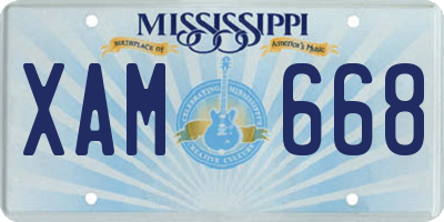 MS license plate XAM668