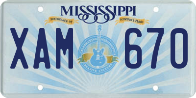 MS license plate XAM670