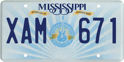 MS license plate XAM671