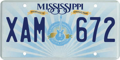 MS license plate XAM672
