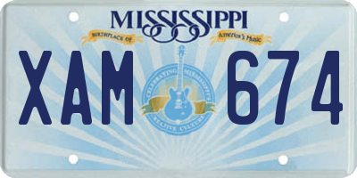 MS license plate XAM674