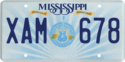 MS license plate XAM678