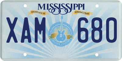 MS license plate XAM680