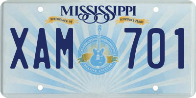 MS license plate XAM701