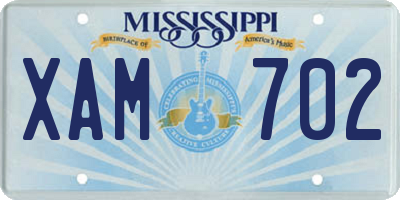 MS license plate XAM702