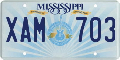 MS license plate XAM703