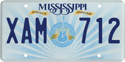 MS license plate XAM712
