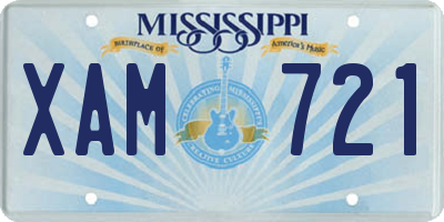 MS license plate XAM721