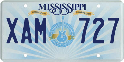 MS license plate XAM727