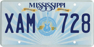 MS license plate XAM728