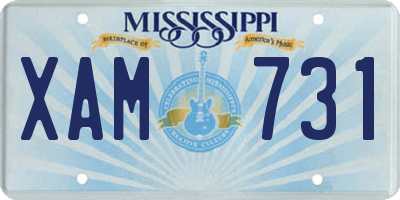 MS license plate XAM731