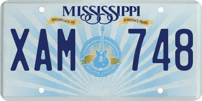 MS license plate XAM748