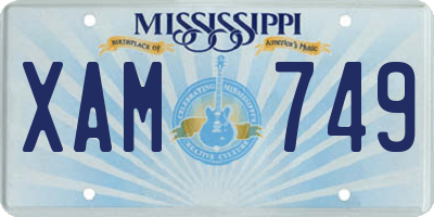 MS license plate XAM749