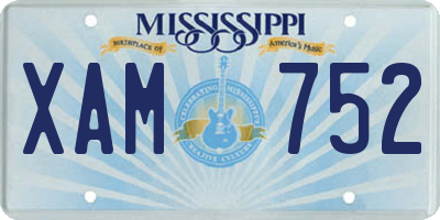 MS license plate XAM752