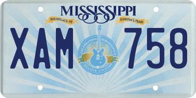 MS license plate XAM758