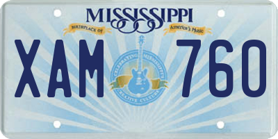 MS license plate XAM760