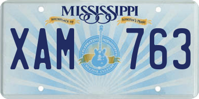 MS license plate XAM763