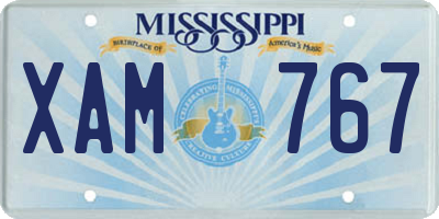 MS license plate XAM767