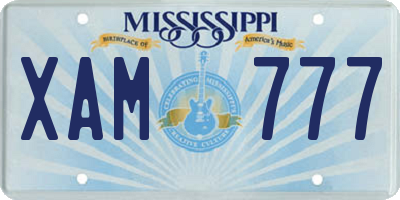 MS license plate XAM777