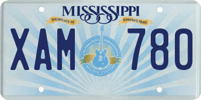 MS license plate XAM780