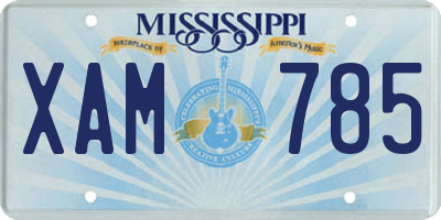 MS license plate XAM785