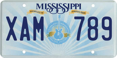 MS license plate XAM789