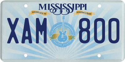 MS license plate XAM800