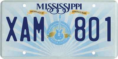 MS license plate XAM801