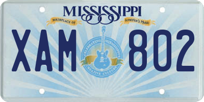 MS license plate XAM802