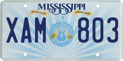 MS license plate XAM803