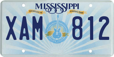 MS license plate XAM812