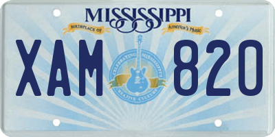 MS license plate XAM820