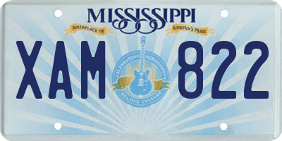 MS license plate XAM822