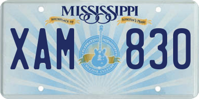 MS license plate XAM830