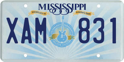 MS license plate XAM831